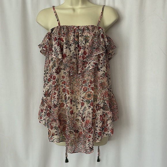 Victoria's Secret Tops - Victoria’s Secret Pale Pink Floral Metallic Threading Shirt Top **Size XS** 🌸🌸